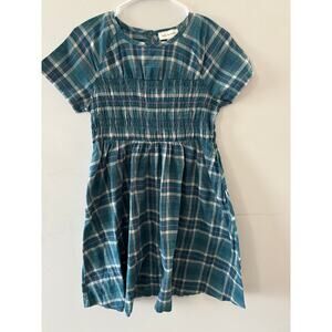 Free Assembly Girls Plaid Smocked Dress XL 14/16 Blue Preppy Cotton Mini